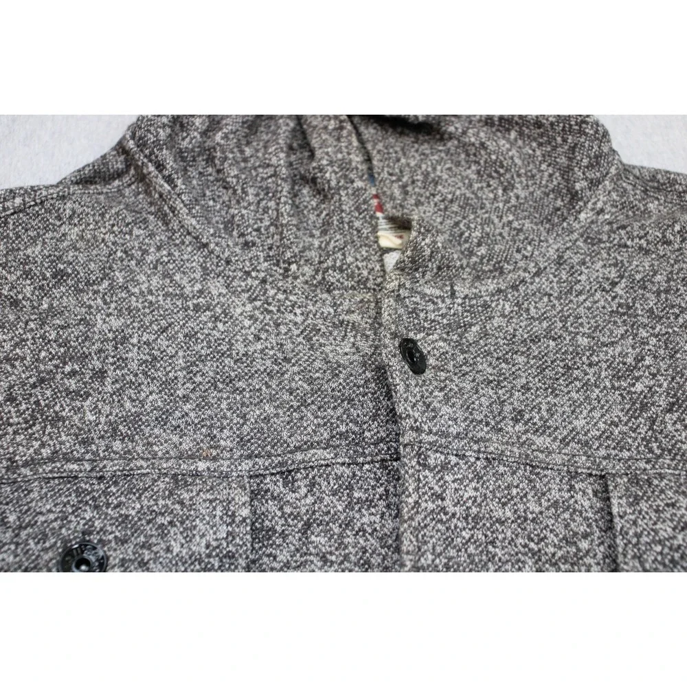 Levis Sweater Jacket Mens XL Gray Heathered Cotton Blend Hooded Button-Front